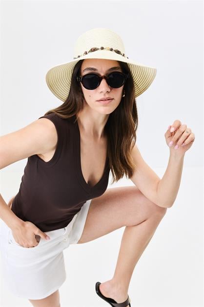 Straw Beach Hat  Y25730-19 Krem