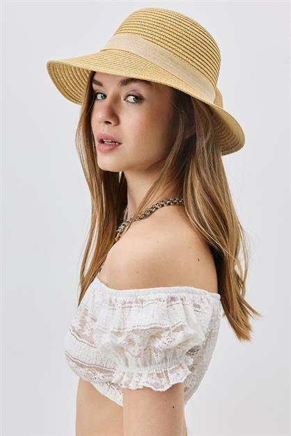 Straw Beach Hat  Y25730-20 Orta Bej