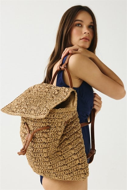 Hasır Sırt Çantası Y9216 Camel