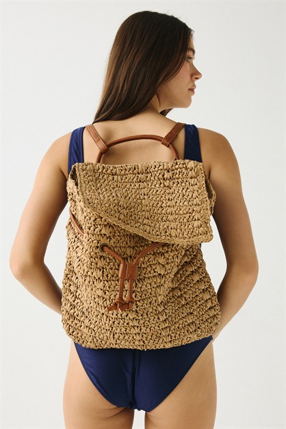 Hasır Sırt Çantası Y9216 Camel