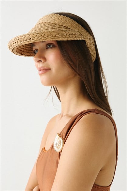 Hasır Vizör Şapka Y8227 Camel