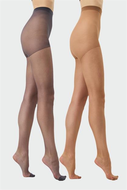 İnce 15 Denye 2li Külotlu Çorap Bronz/Kızıl Siyah