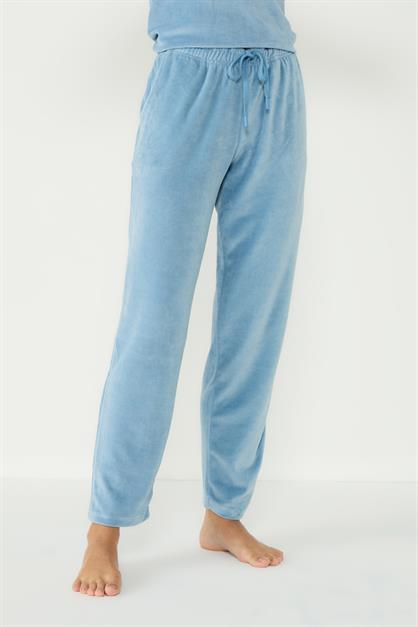 Velvet Crew Neck Long Sleeve Pajama Set With Pockets 403091