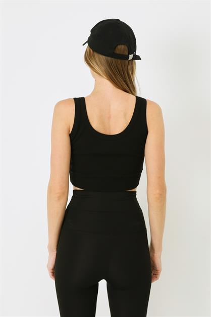 Womens Spaghetti Strap Crop Ribbed Stretch Knit Tank Top 926