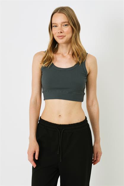 Womens Spaghetti Strap Crop Ribbed Stretch Knit Tank Top 926