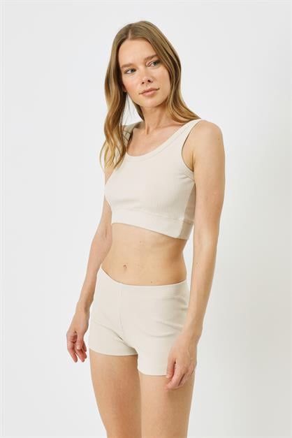 Womens Spaghetti Strap Crop Ribbed Stretch Knit Tank Top 926