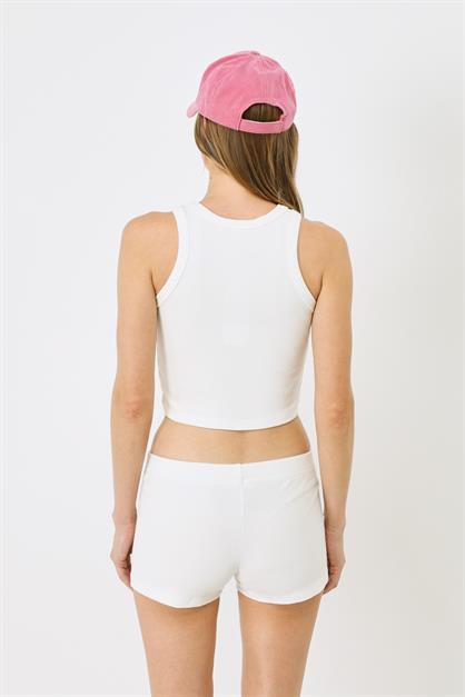 Womens Halter Neck Ribbed Stretch Crop Tank Top 925