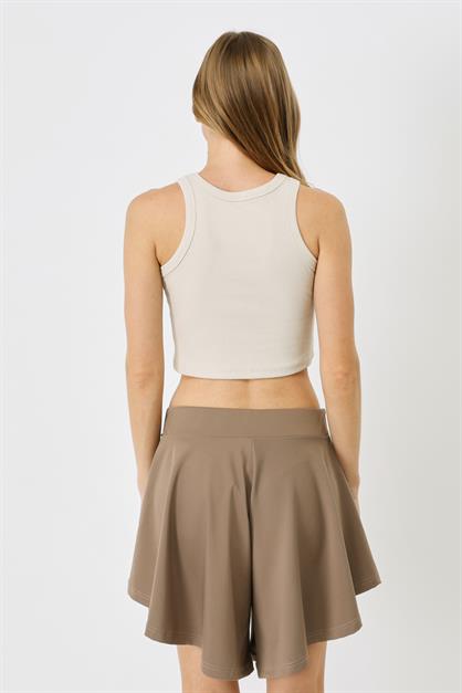 Womens Halter Neck Ribbed Stretch Crop Tank Top 925