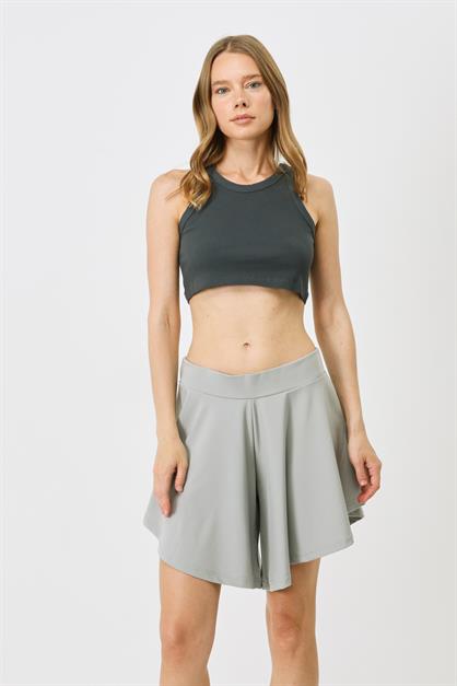 Womens Halter Neck Ribbed Stretch Mini Crop Tank Top 924