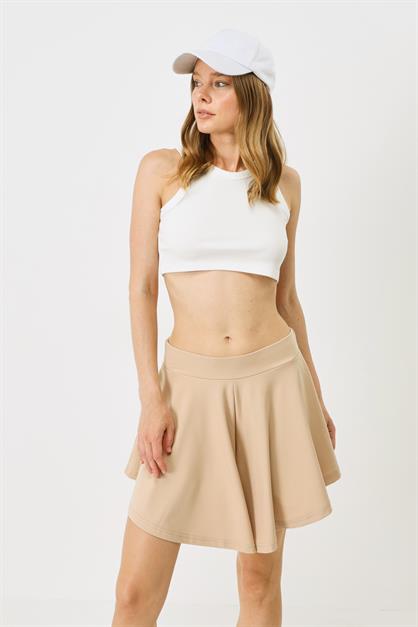 Womens Halter Neck Ribbed Stretch Mini Crop Tank Top 924