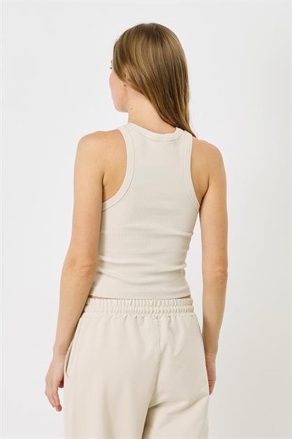 Womens Halter Neck Ribbed Stretch Long Tank Top 923