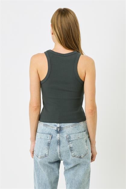 Womens Halter Neck Ribbed Stretch Long Tank Top 923