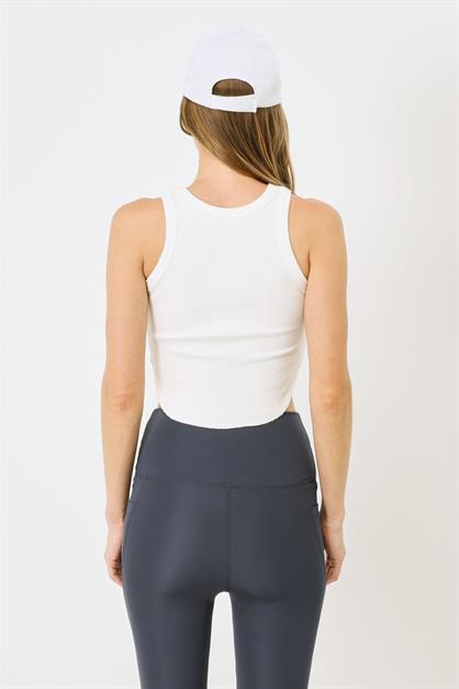 Womens Oval Ribbed Spaghetti Strap Crop Tank Top 920