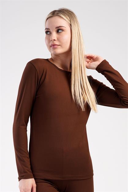 Womens Long Sleeve Crew Neck Thermal T-Shirt 409008