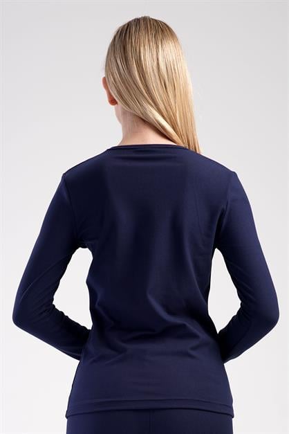 Kadın Uzun Kol Bisiklet Yaka Termal T-Shirt 409008 Lacivert