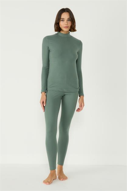 Womens Long Sleeve Collared Thermal Set 405154