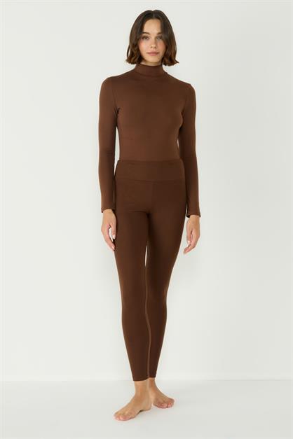 Kadın Yakalı Çıtçıtlı Termal Body 405155 / 409004 Kahverengi