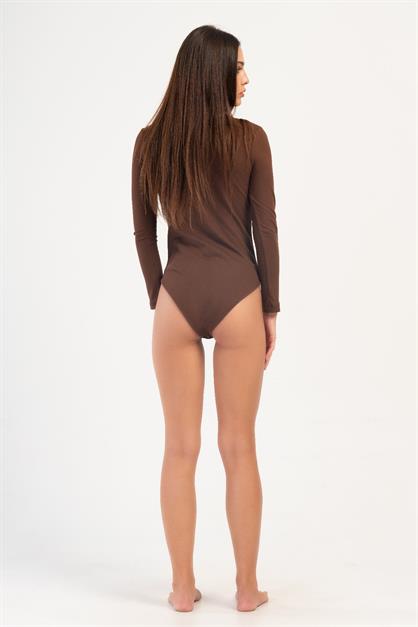Kadın Yakalı Çıtçıtlı Termal Body 405155 / 409004 Kahverengi