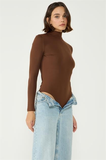 Kadın Yakalı Çıtçıtlı Termal Body 405155 / 409004 Kahverengi