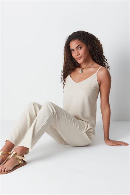 Linen String Strap Tank Set 9160