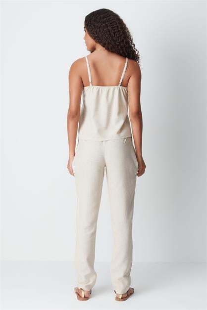 Linen String Strap Tank Set 9160