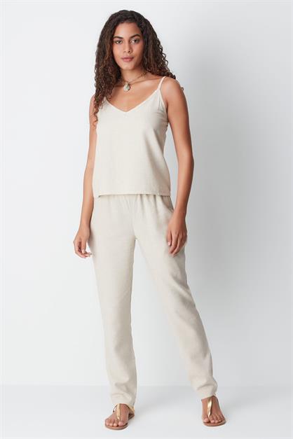Linen String Strap Tank Set 9160
