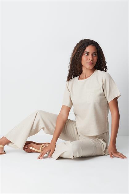 Linen String Strap Tank Set 9160