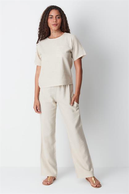 Linen String Strap Tank Set 9160