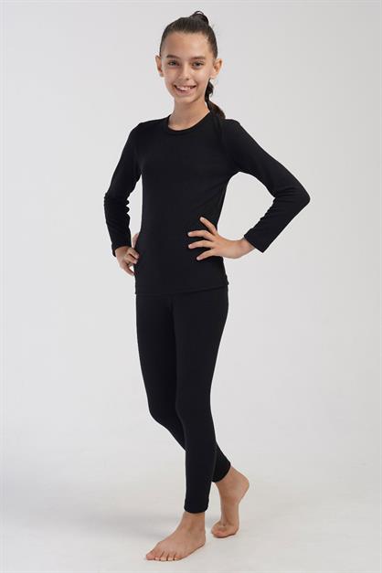 Girls Long-Sleeve Round Neck Thermal Pajama Set 405161