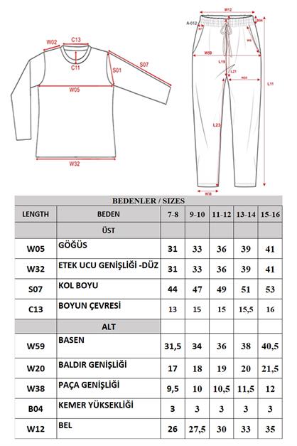 Girls Long-Sleeve Round Neck Thermal Pajama Set 405161 