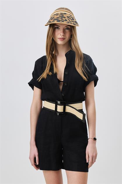 Leopard Print Straw Visor Hat Y8209