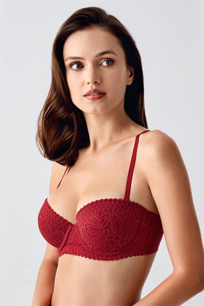 Push Up Dantel Detaylı Sütyen C18355 Bordo