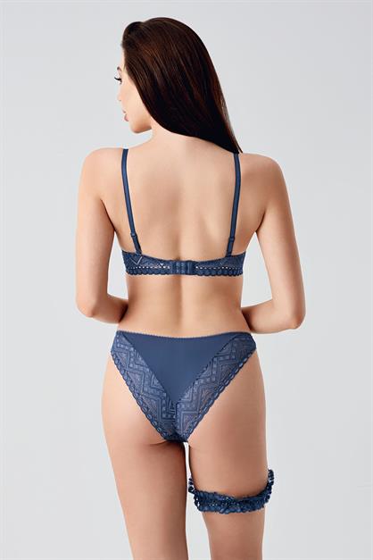 Push-up Dolgulu Bacak Bantlı Sütyen Takım C14155 Antrasit