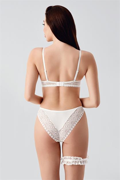 Push-up Dolgulu Bacak Bantlı Sütyen Takım C14155 Ekru