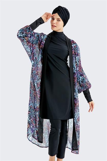 Chiffon Cuff Sleeve Pareo Beach Dress C14304