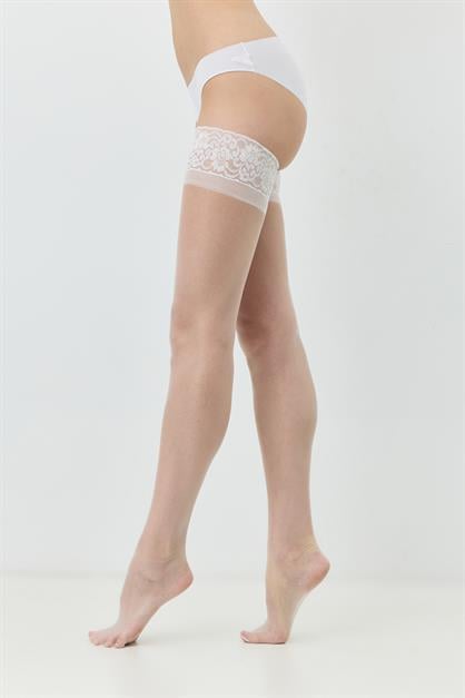 Silikonlu 20 Denye Jartiyer Çorap Beyaz