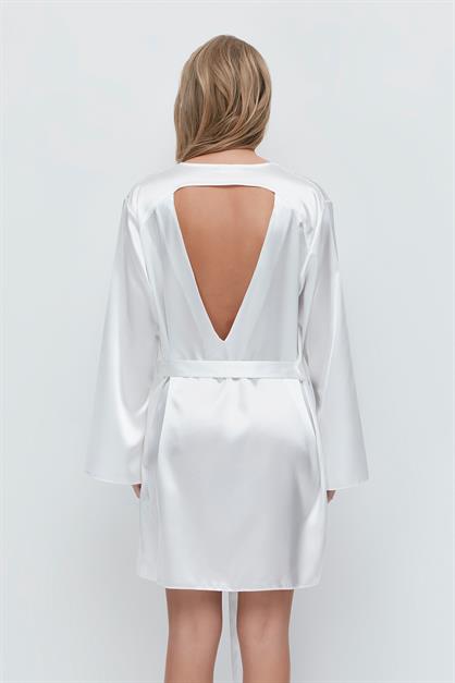 Back Detail Long Sleeve Satin Nightgown 091