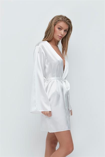 Back Detail Long Sleeve Satin Nightgown 091