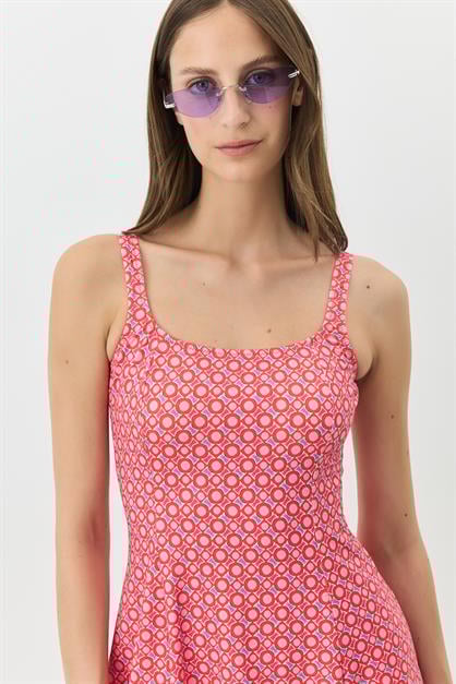 Şortlu Elbise Mayo 7490 Kırmızı/Mor