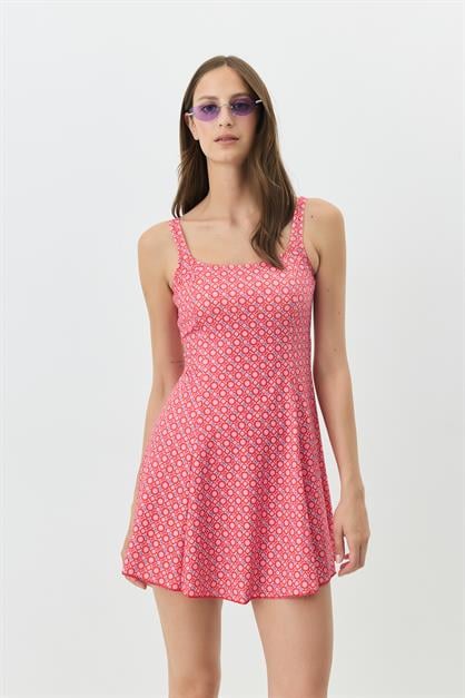 Şortlu Elbise Mayo 7490 Kırmızı/Mor