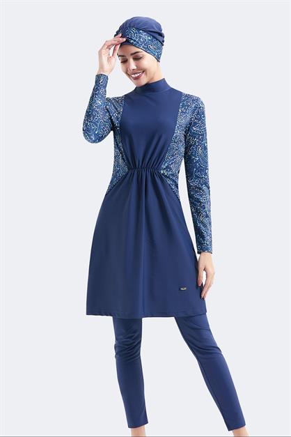 Full Covered 4-Piece Ruched Burkini C14032
