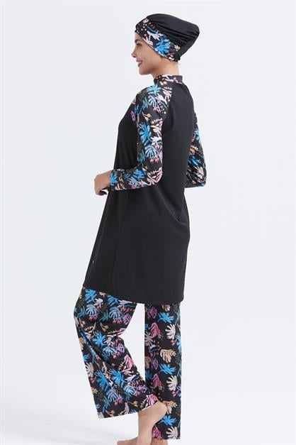 Full Covered 4-piece Modest Swimwear C11007 Black