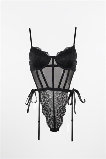 Transparan Bodysuit Siyah