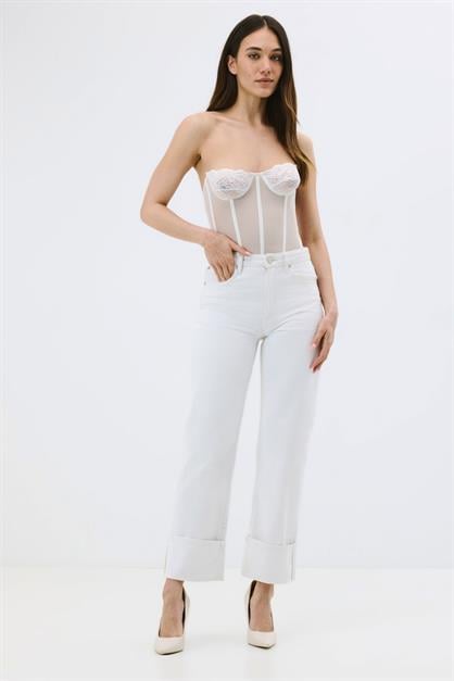 Sheer Lace Strapless Bustier - Sexy Floral Lace Corset Top - Style 6003