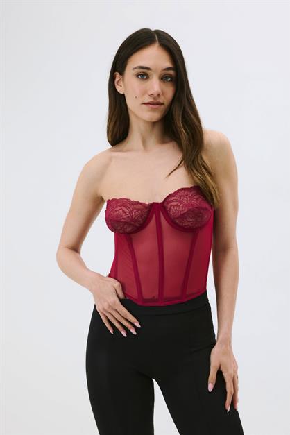 Sheer Lace Strapless Bustier - Sexy Floral Lace Corset Top - Style 6003