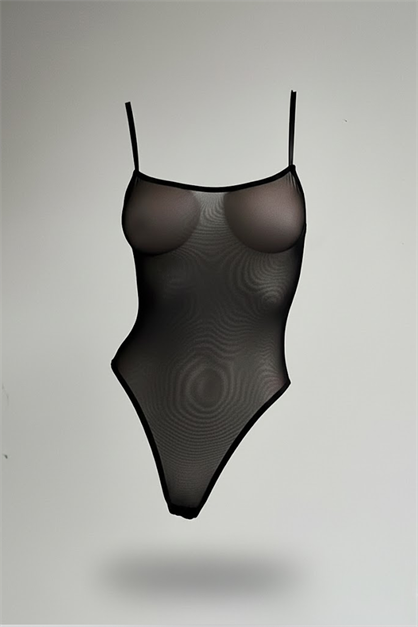 Tül Bodysuit Siyah