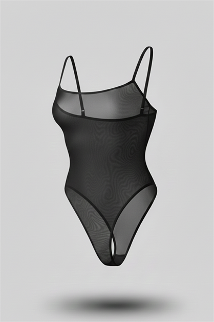 Tül Bodysuit Siyah