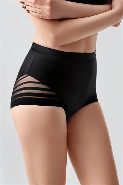 High-Waisted Corseted Panties with Tulle Detail C19301