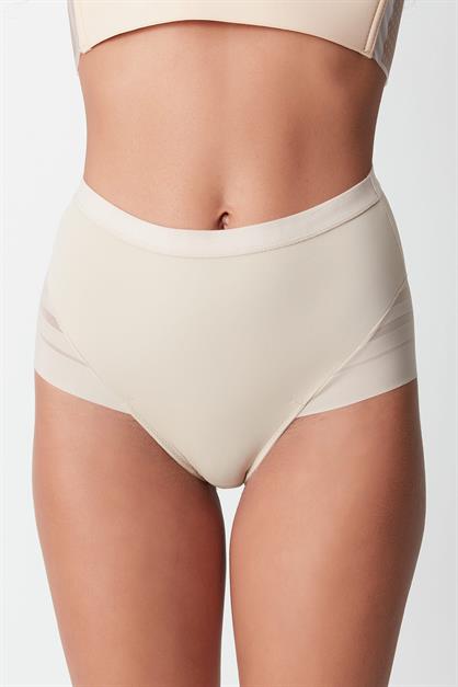 High-Waisted Corseted Panties with Tulle Detail C19301