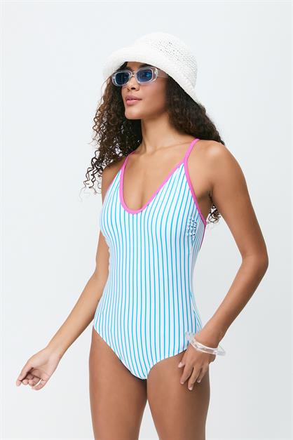 U-neck String Strap Swimsuit 7782